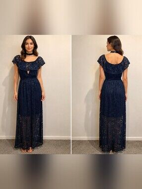 Love Reign Floral Lace Lined Long Maxi Dress & Choker Size S #W-406